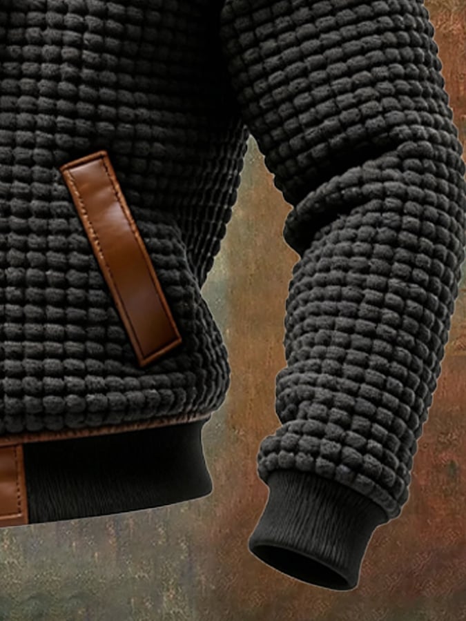 Maison-Lorie™ | VESTE TEXTURÉE À FINITIONS CUIR EMBOSSÉ BEST4843