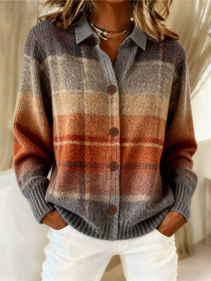 Florish | Geruite blouse in warme herfstige tinten