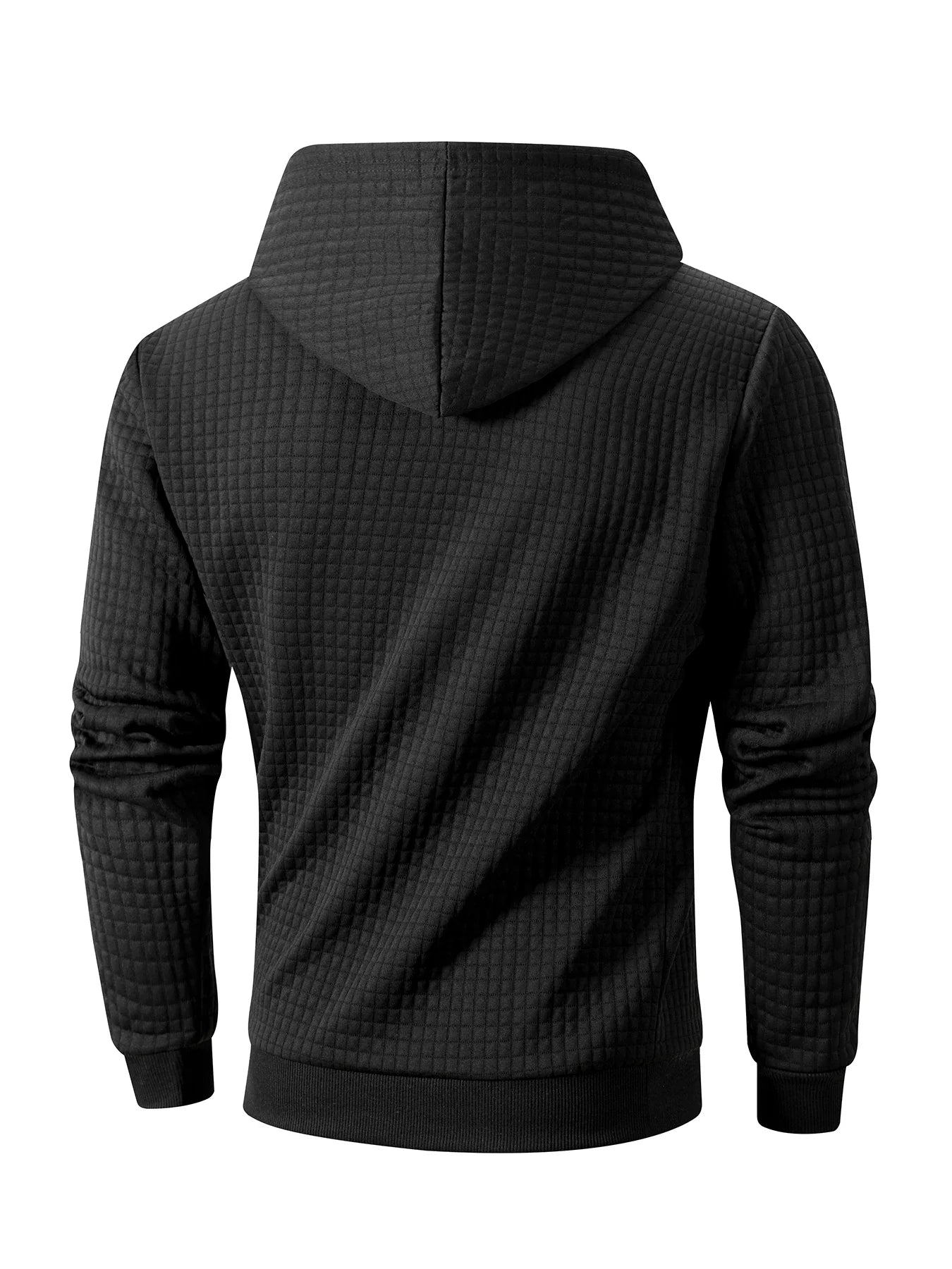 Sweat à capuche motif gaufré pour hommes automne/hiver pull solide décontracté sweat-shirt chaud ample Sports de plein air hauts à capuche vêtements pour hommes