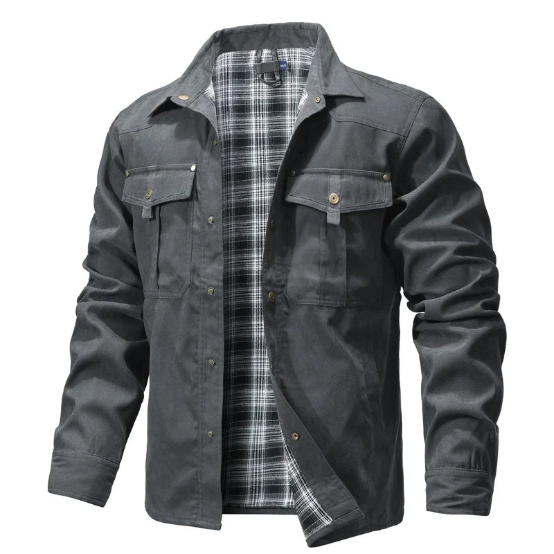 Vestes pour hommes printemps flanelle doublé chemise manteau Shacket décontracté bouton pression surchemise Western Cowboy Style haute qualité haut taille américaine