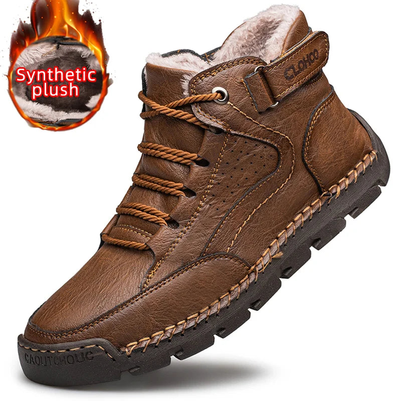 CLOHOO Handgenähte High-Top-Stiefel für Herren, kurze Stiefel, Leder, Herren-Wanderstiefel, Marke Specialty Edition