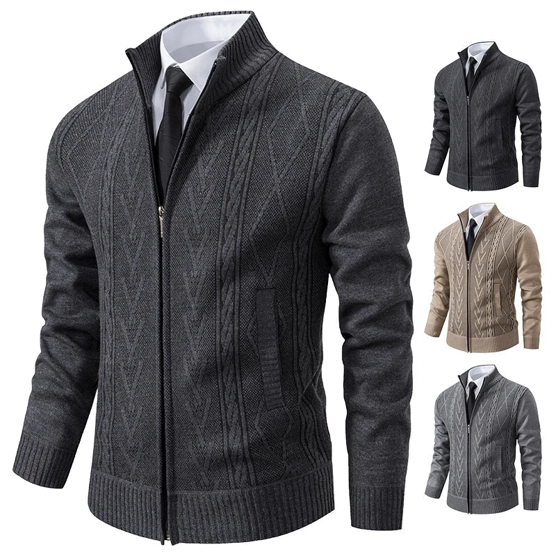 Manteau pull tricoté en cachemire rembourré pour homme, chaud et décontracté, nouvelle collection automne et hiver 2025
