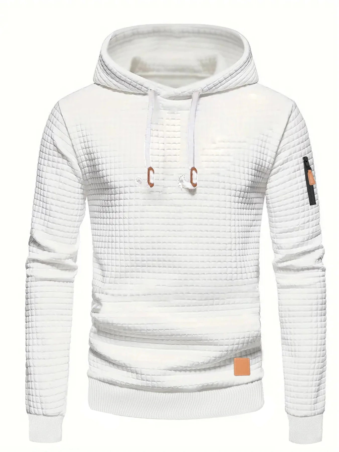 Sweat à capuche motif gaufré pour hommes automne/hiver pull solide décontracté sweat-shirt chaud ample Sports de plein air hauts à capuche vêtements pour hommes