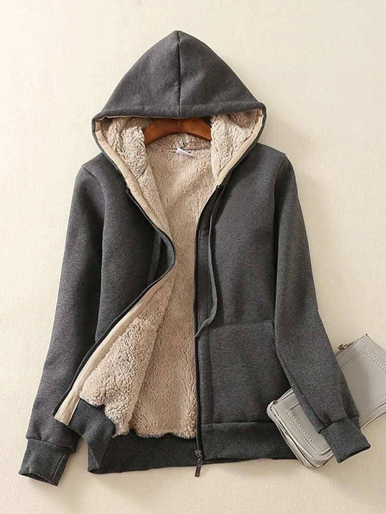 Maison-Lorie™ | veste femmes manteau à capuche chaud fermeture éclair à manches longues