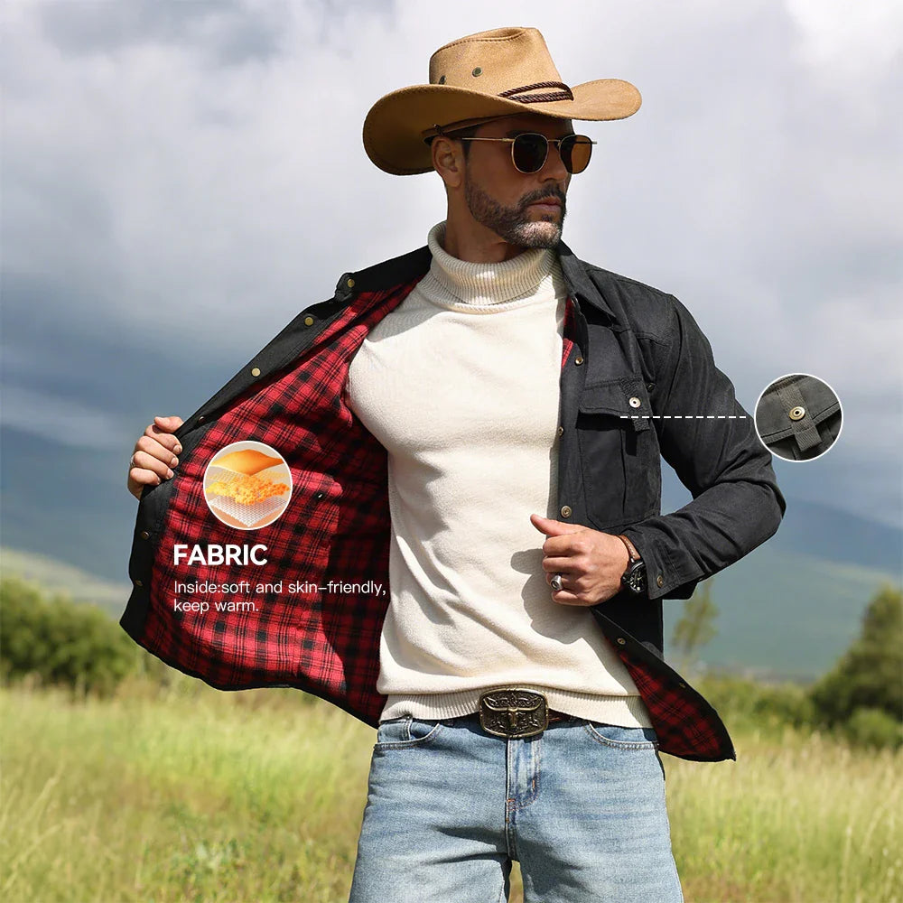 Vestes pour hommes printemps flanelle doublé chemise manteau Shacket décontracté bouton pression surchemise Western Cowboy Style haute qualité haut taille américaine