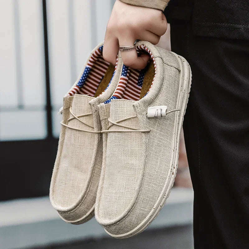 Hommes chaussures décontractées sans lacet mocassins en toile chaussures plates de marche confortables pour homme mocassins souples antidérapants baskets mocassins d'été