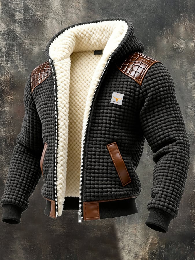 Maison-Lorie™ | VESTE TEXTURÉE À FINITIONS CUIR EMBOSSÉ BEST4843